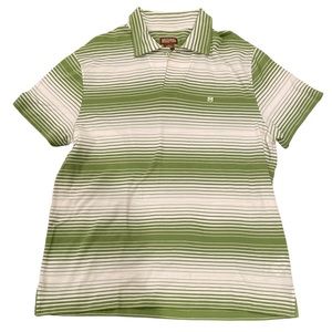 MICHAEL Michael Kors Green and White Stripe Polo Golf Size Large